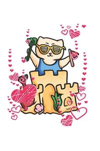 Beach Sandcastle Heart Cat Notebook