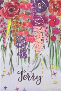 Terry: Personalized Lined Journal - Colorful Floral Waterfall (Customized Name Gifts)