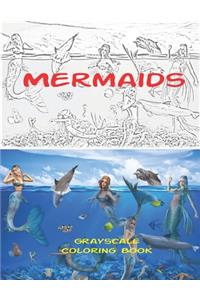 Mermaids Grayscale Coloring Book