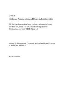 Modis Airborne Simulator Visible and Near-Infrared Calibration, 1991 Fire-Cirrus Field Experiment. Calibration Version