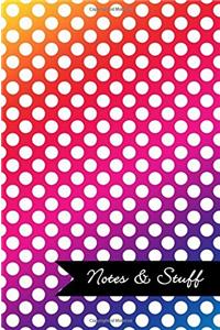Notes & Stuff Lined Notebook With Bright Colors Polka Dot Pattern Cover
