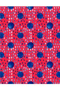 Big Fat Bullet Journal Notebook Indigo Blue Ink Spots and Dots on Red