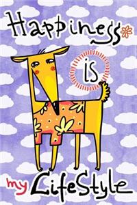 Journal Notebook For Dog Lovers, Happiness Is My Lifestyle Orange Dog 3