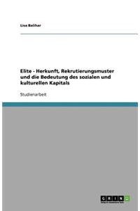 Elite - Herkunft, Rekrutierungsmuster und die Bedeutung des sozialen und kulturellen Kapitals