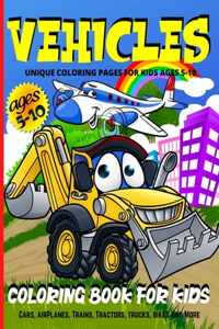 Vehicles Coloring Book For Kids