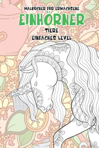 Malbücher für Erwachsene - Einfaches Level - Tiere - Einhörner