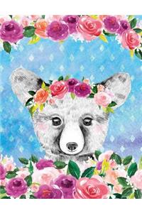 Big Fat Bullet Style Journal Cute Baby Bear In Flowers