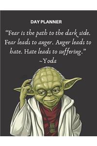 Undated, Blank Hourly Appointment Book For Daily Planning - Day Planner - Yoda Motivational Quote