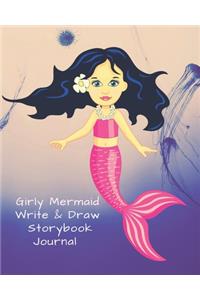 Cute Girl's Mermaid Blank Story Book - Journal