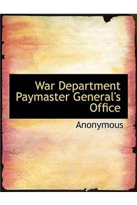 War Department Paymaster General's Office