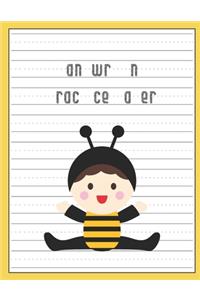 Handwriting Practice Paper: Blank Paper Notebook with Dotted Lined Sheets for K-3 Students Handwriting Workbook 100 Pages 8.5x11 Inch Cute Baby Bee Cover