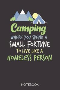 Camping - where you spend a small fortune to live like a homeless person