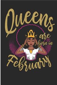 Queens Are Born in February: Black Queens Born in February Blank Lined Note Book