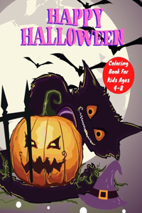 Happy Halloween Coloring Book For Kids Ages 4-8