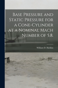 Base Pressure and Static Pressure for a Cone-cylinder at a Nominal Mach Number of 5.8.