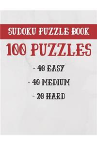 Sudoku Puzzle Book 40 Easy 40 Medium 20 Hard