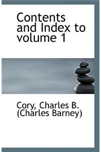 Contents and Index to Volume 1