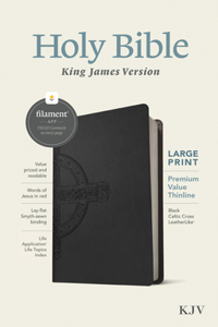 KJV Large Print Premium Value Thinline Bible, Filament-Enabled Edition (Leatherlike, Black Celtic Cross, Red Letter)