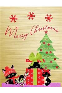 Kitties Having Fun On Christmas Day 8.5x11 College Ruled Journal Notebook