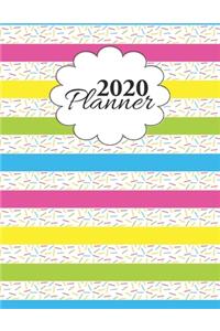 2020 Planner: Donut Sprinkles 12 Month Monthly, Weekly, Daily Calendar Organizer - 129 Pages, 8.5" x 11" (21.59 x 27.94 cm), Durable Soft Cover