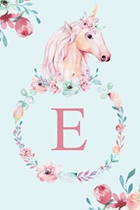 E: Notebook Journal Watercolor Monogram Unicorn