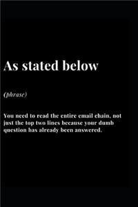 As Stated Below