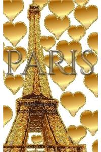 Paris gold glitter Hearts eiffel Tower creative blank journal