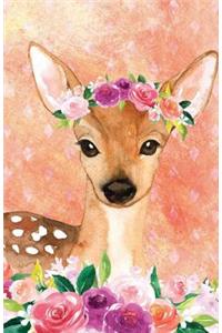 Journal Notebook For Animal Lovers Female Deer In Flowers