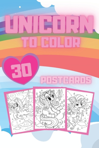 Unicorn To Color Postcards