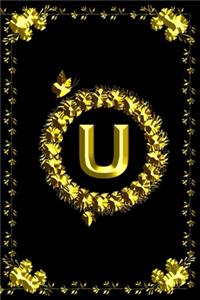 Pretty Golden Initial Monogram Letter U