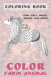 Color Farm Animal - Coloring Book - Cow, Сolt, Aries, Horse, and more