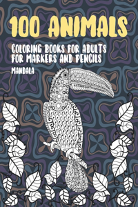 Mandala Coloring Books for Adults for Markers and Pencils - 100 Animals