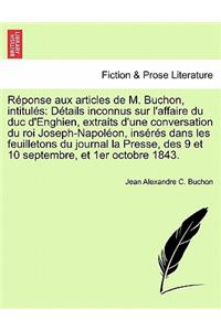 Reponse Aux Articles de M. Buchon, Intitules