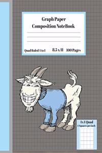 Graph Composition Notebook 4 Squares per inch 4x4 Quad Ruled 4 to 1 / 8.5 x 11 100 Sheets