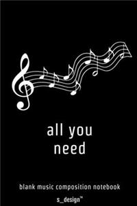 Music Notebook for Music Composition / Song-Writing / Song-Texting / Songtext Writing