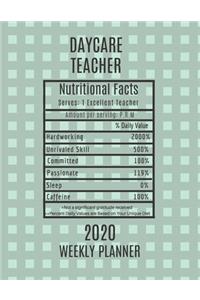 Daycare Teacher Nutritional Facts Weekly Planner 2020