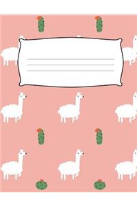 School Kids Pink Llama Draw & Write Composition Book