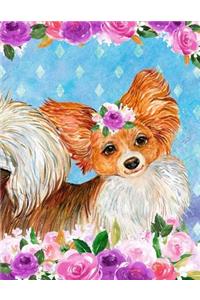 My Big Fat Journal Notebook For Dog Lovers Papillon In Flowers: 300 Plus Pages, Jumbo Sized Plain, Blank Unlined Journal Notebook For Journaling, Writing, Planning and Doodling In Large 8.5 by 11 Size.