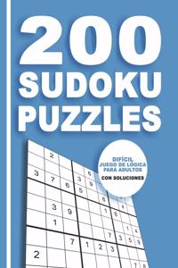 200 Sudoku Puzzles Difícil Juego De Lógica Para Adultos Con Soluciones