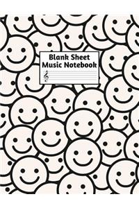 Blank Sheet Music Notebook: Easy Blank Staff Manuscript Book Large 8.5 X 11 Inches Musician Paper Wide 12 Staves Per Page for Piano, Flute, Violin, Guitar, Trumpet, Drums, Cell