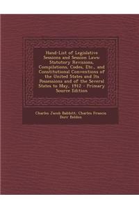Hand-List of Legislative Sessions and Session Laws