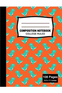 Composition Notebook: Beautiful College Ruled Paper Jurassic Age Notebook Journal - Cute Little Dinosaur Colorful Pattern Blank Lined Workbook for Teens Kids Students Boy