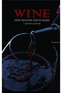 Wine Note Monthly 2020 Planner 12 Month Calendar