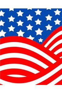 Red White Blue USA Flag Design School Composition Book 130 Pages