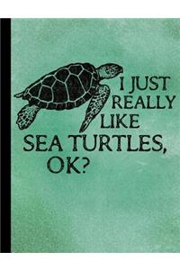 I Just Really Like Sea Turtles Composition Notebook - 4x4 Quad Rule