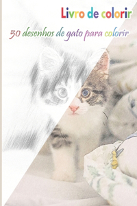 Livro de colorir 50 desenhos de gato para colorir