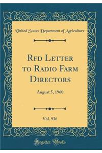 RFD Letter to Radio Farm Directors, Vol. 936: August 5, 1960 (Classic Reprint)