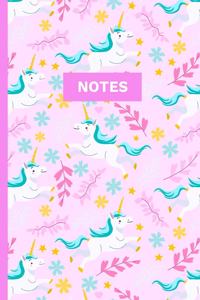 Notes: 110 Dot-Grid Lined Pages for Sketching, Art, Doodles, Notes and Composition - A Whimsical Magical Unicorn, Cupcakes and Doodle Rainbows Notebook - M