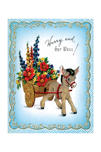 Donkey and Cart of Flowers - Get Well Greeting Card