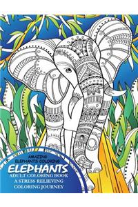 Elephants Adult Coloring Book - A Stress Relieving Coloring Journey